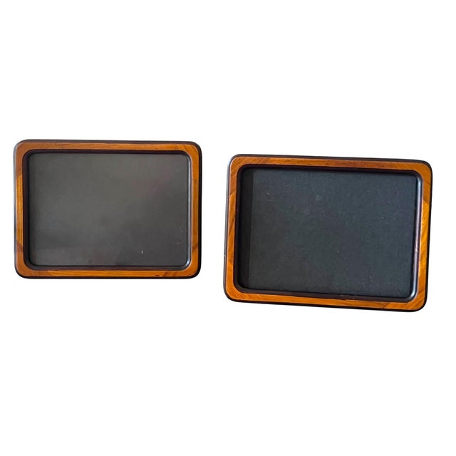 A beautifully crafted pair of Danish Modern solid wood picture frames, designed with softly rounded corners and a...