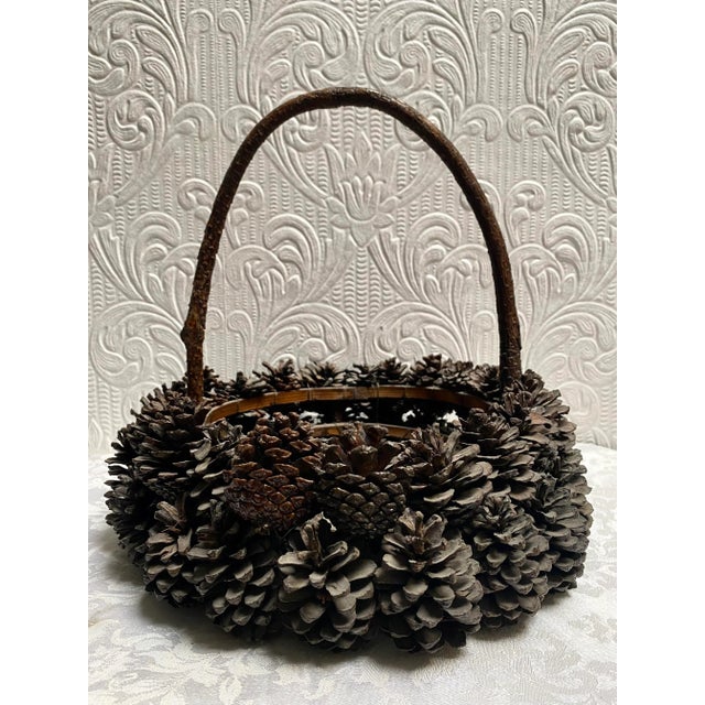 Beautiful antique hand made pine cane and pine twig basket, hand crafted with quality, the interior bent wood shows it’s...