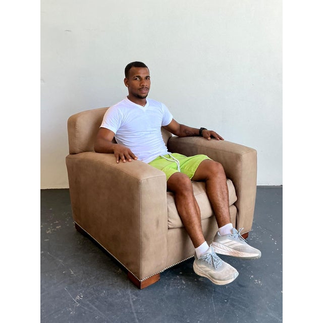 Vintage Ralph Lauren “Grant” Suede Club Chair For Sale - Image 16 of 17