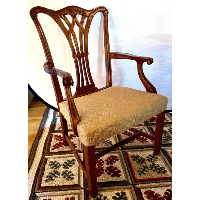 Expertly crafted in rich mahogany, these 6 chairs feature classic Federal styling with gracefully carved openwork splats,...