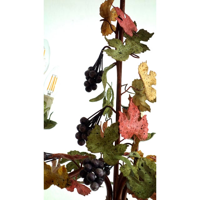 1950s Italian Metal Grapes and Leaves Five-Light Chandelier, 1950s For Sale - Image 5 of 14