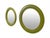 A pair of round mirrors, each 65 cm in diameter, framed in a vibrant olive green. The thick, curved frame lends a modern,...