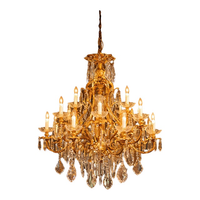 Mid 20c French Artisan Louis XVI Gilt Bronze Chandelier For Sale