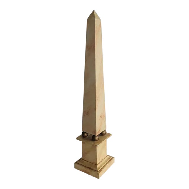 Mid-Century Wooden Obelisk With Brass Knobs For Sale