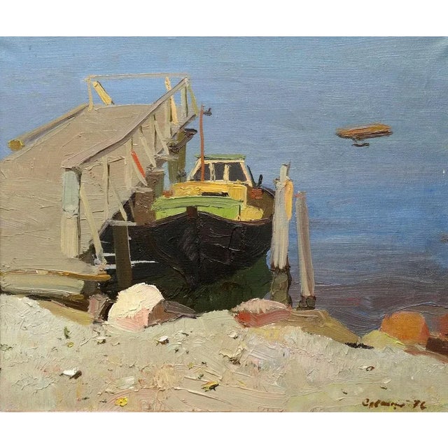Bruno Celmins, By the Footbridge, Oil on Canvas, 1980s For Sale - Image 8 of 8