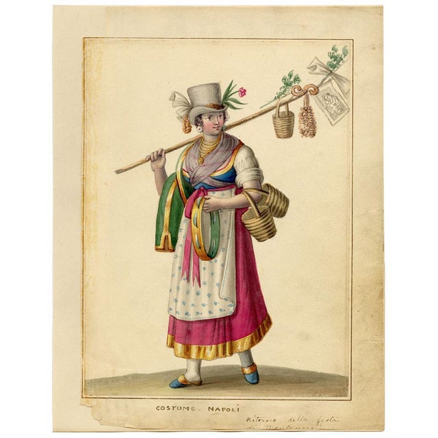 Michela De Vito, Costume Naples, Returning from the Feast of the Madonna Di Montevergine, 1800s, Paper For Sale - Image 4 of 7