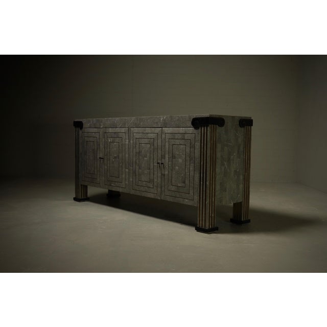 Tessellated Stone and Brass Sideboard from Maitland Smith, 1980s For Sale - Image 15 of 15