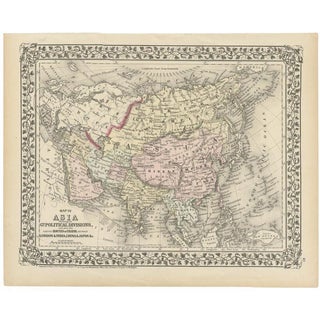 Antique Map of Asia, 1874 For Sale