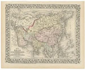 Antique Map of Asia, 1874