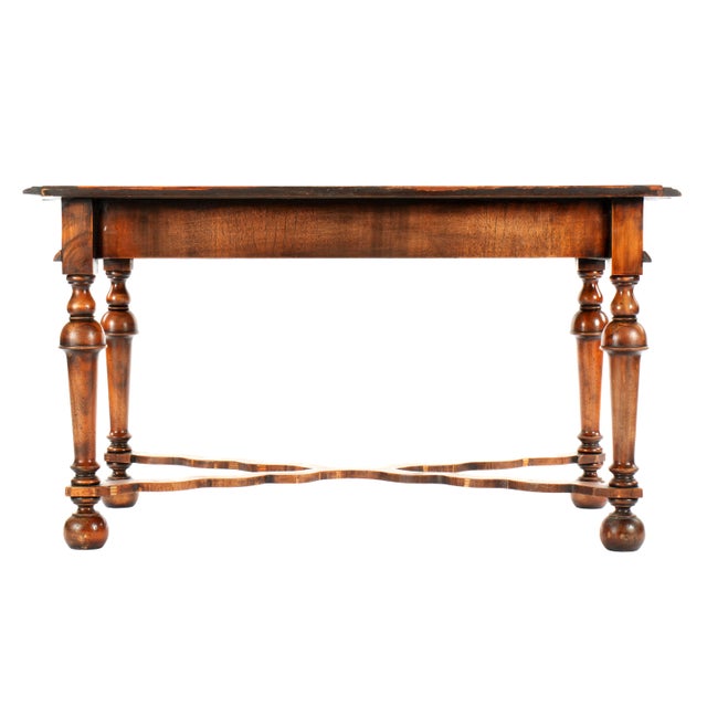 Wood William and Mary Style Oyster Veneer Writing Table For Sale - Image 7 of 8