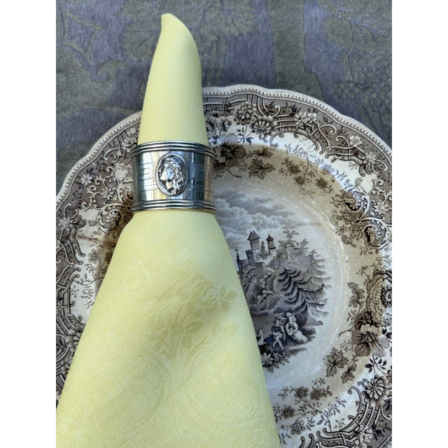 A set of 10 vintage linen dinner napkins starched pressed and ready to serve.