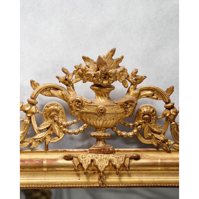 19th Century Louis Philippe Mirror with Vase and Flower Crest For Sale - Image 4 of 7