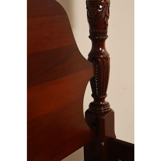 Lexington Queen Size Solid Mahogany Rice Carved Poster Bed For Sale - Image 10 of 18