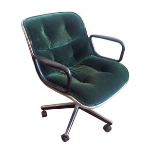 Knoll Pollock Executive Chair in Green Mohair For Sale