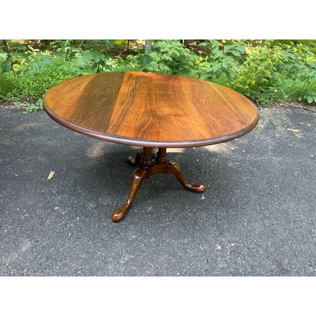 Brown Vintage Georgian Style Pedestal Base Center Table by Baker For Sale - Image 8 of 13