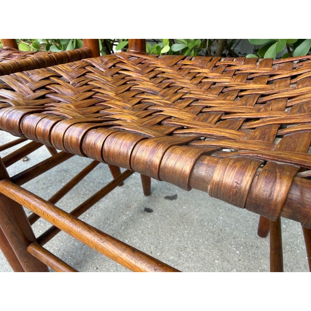 Mid 20th Century Vintage Ladder Back Side Chairs With Basketweave Rattan Seats, a Pair For Sale - Image 5 of 12