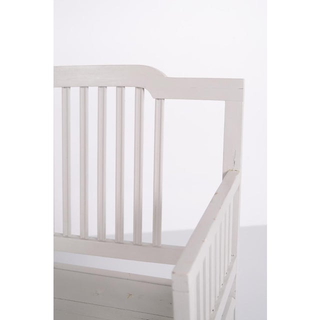 Antique Grey Pine Storage Bench with High Back, 1860s For Sale - Image 6 of 11