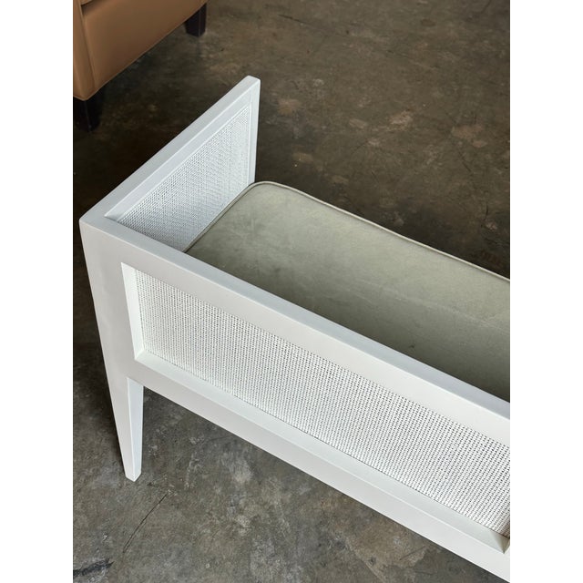 1960s Edward Wormley for Dunbar Style Cane and Wood Window Bench For Sale - Image 12 of 12