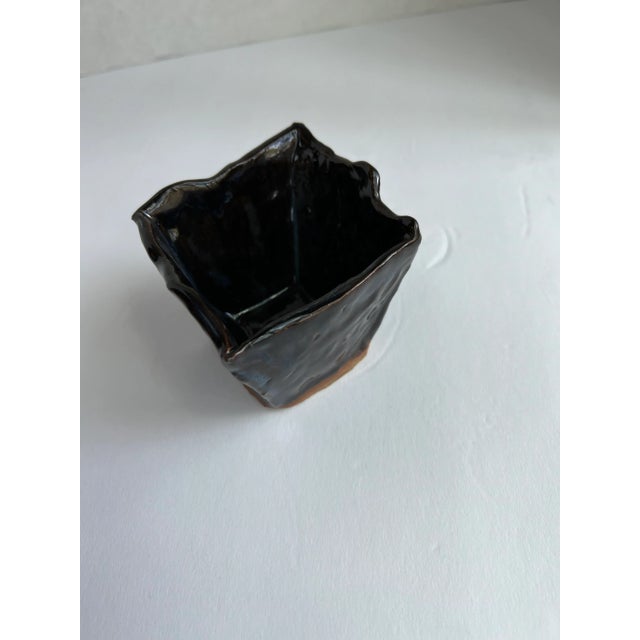 Blue Freeform Clay Catchalls and Vase-3 Pieces For Sale - Image 8 of 9