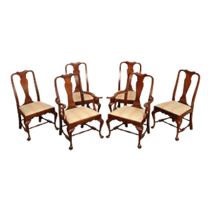 Henkel Harris Queen Anne Set of Six Mahogany Dining Chairs