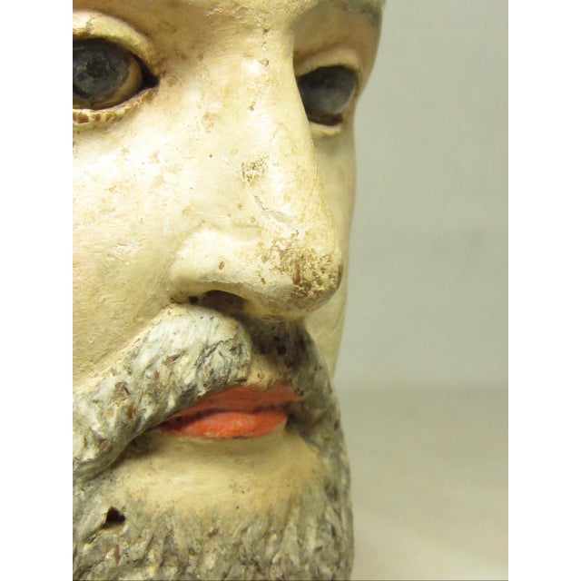 Antique White Antique Spanish Colonial Hand Carved Head of a Santo For Sale - Image 8 of 15