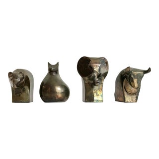 Vintage Dansk Silver Animal Paperweight Decor Set of 4 For Sale