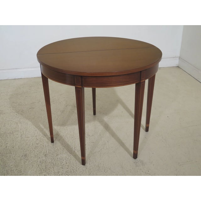 1970s Federal KittingerBiggs Inlaid Mahogany 1/2 Round Table Chairish
