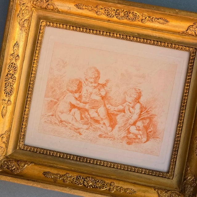 FIRE Allegory with Putti Etching and mannered impression in sanguine ink, based on a subject by the celebrated French...