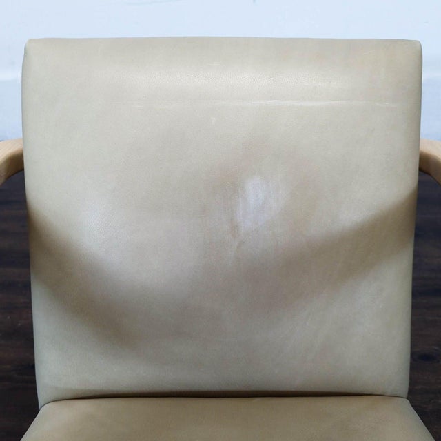 Four Hands Arnett Modern Lounge Chair With Light Wood Frame and Cream Leather Upholstery For Sale - Image 4 of 6