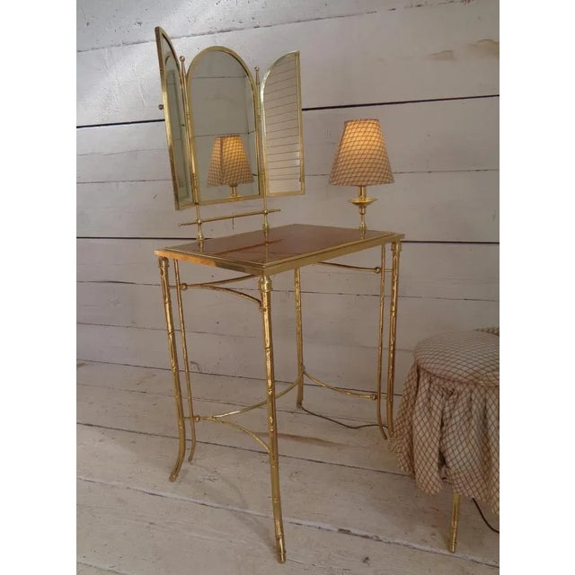 Dressing Table and Seat in Faux Bamboo, 1950s, Set of 2 For Sale - Image 4 of 18