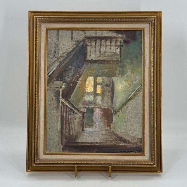 Ronald L. Marvin Jr. Original Impressionist Oil Painting Stairwell Interior For Sale - Image 9 of 12