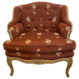 Gorgeous French Louis XV Club Chair Dressed Up in Rose Tarlow Fabric For Sale