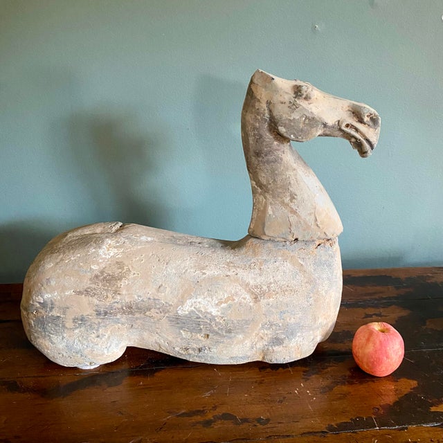 Antique Chinese Han Dynasty Polychrome Painted Terracotta Horse Funerary Tomb Figure For Sale - Image 16 of 17