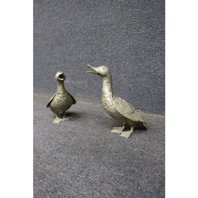 Mid 20th Century Mid Century Silvered Brass Duck Sculptures, Attributed to Mauro Manetti, Set of 2 For Sale - Image 5 of 9