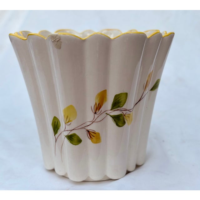 Mid 20th Century Mid-Century Modern Vee Jackson Yellow Floral Ceramic Cachepot Planter, Signed by Artist For Sale - Image 5 of 9