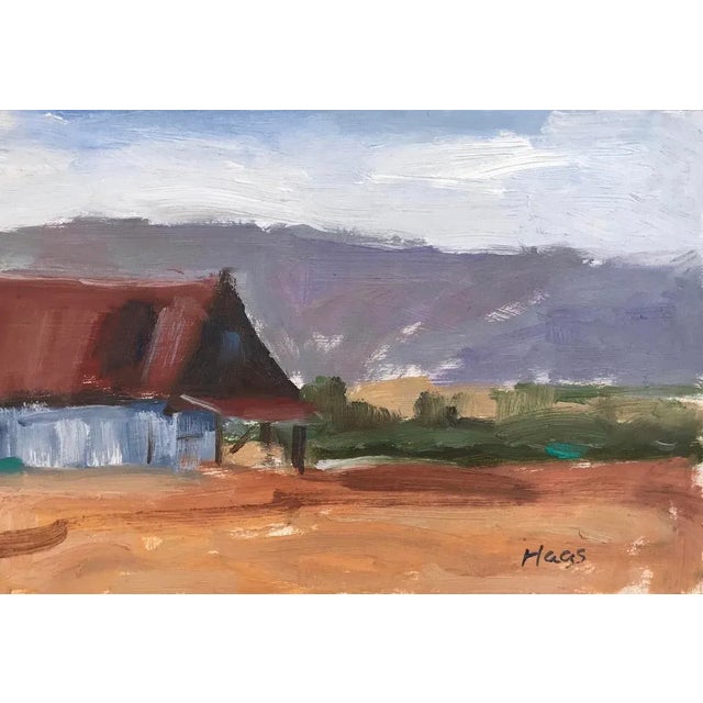 Quiet Places Collection — Suisun Valley Barn Plein‑Air Landscape An original 6″×12″ oil on masonite by L Haas from the...