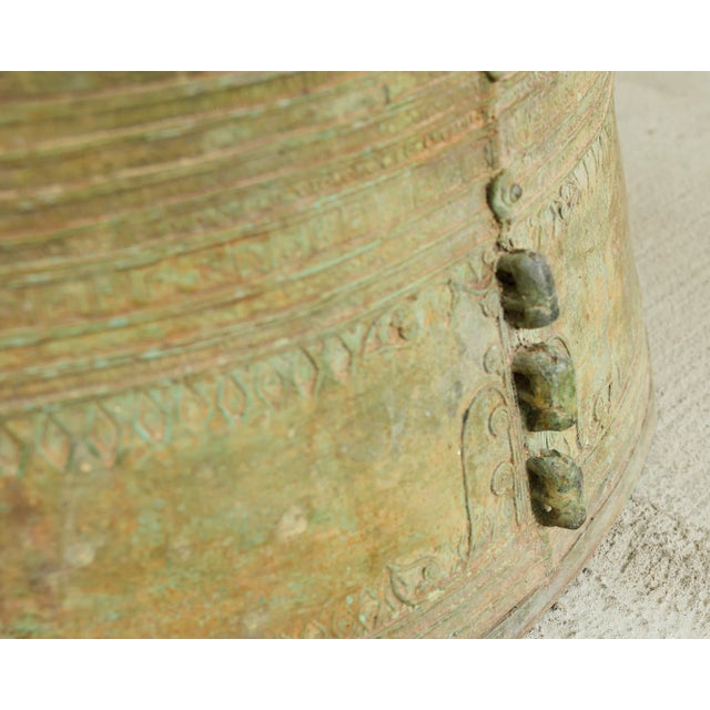 Southeast Asian Bronze Rain Drum Drinks Table With Verdigris For Sale - Image 11 of 12