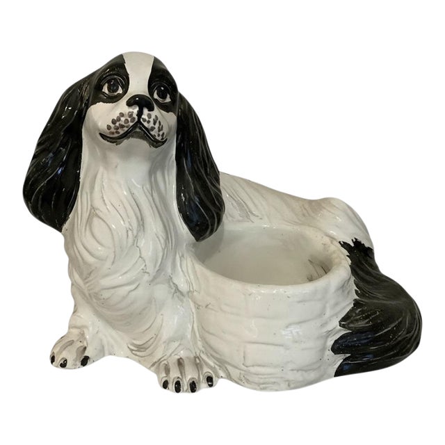 1960s Hollywood Regency Italian Terracotta Spaniel Dog Planter Bowl For Sale