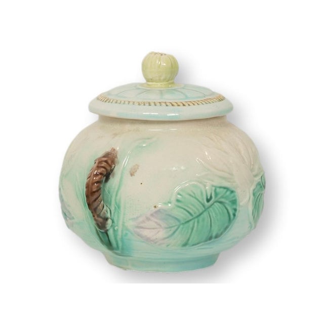 Late 19th Century Victorian English Majolica Pond Lily Sugar Bowl For Sale - Image 5 of 6
