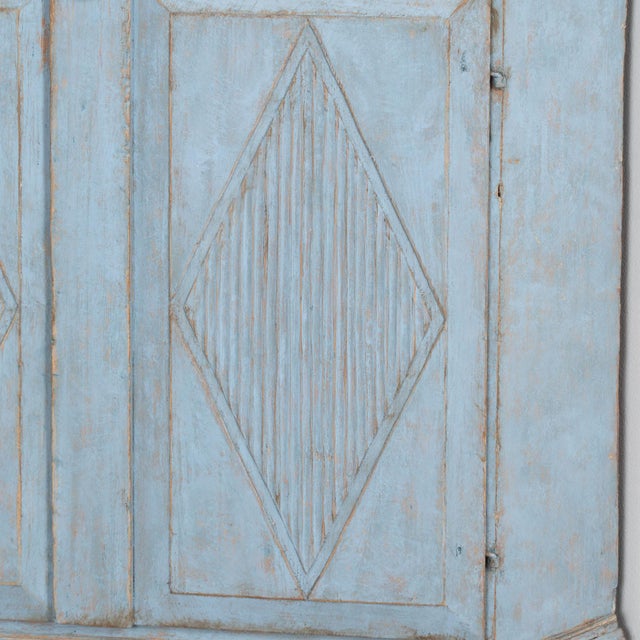 Wood 19th Century Swedish Blue Short Corner Cabinet Cupboard For Sale - Image 7 of 10