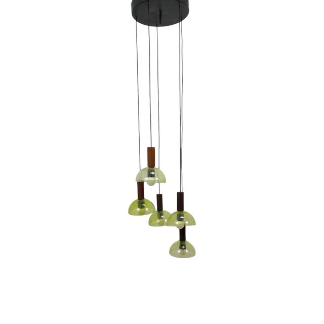 Teak and Murano Glass Pendant Lamp, 1960s For Sale - Image 3 of 10