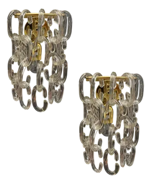 Link Wall Sconces in Murano Glass, 1980s, Set of 2