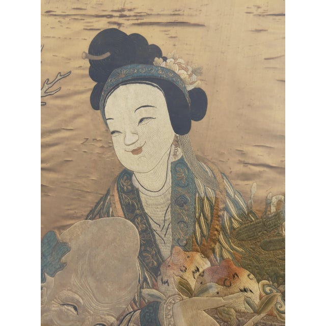 19th Century Chinese Silk Embroidery ( 3' 3" x 6' 10" - 99 x 209 )