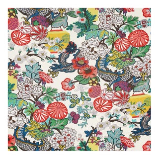 Sample, Schumacher Chiang Mai Dragon in Alabaster For Sale