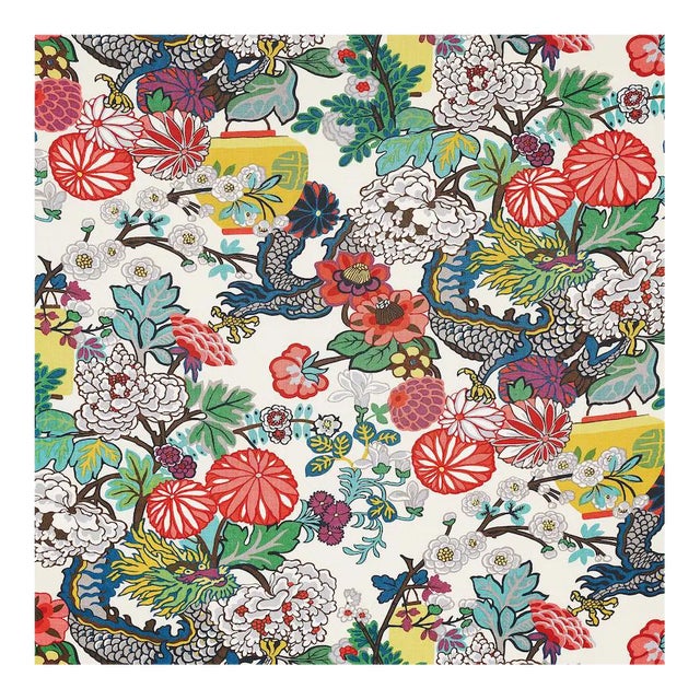 Sample, Schumacher Chiang Mai Dragon in Alabaster For Sale