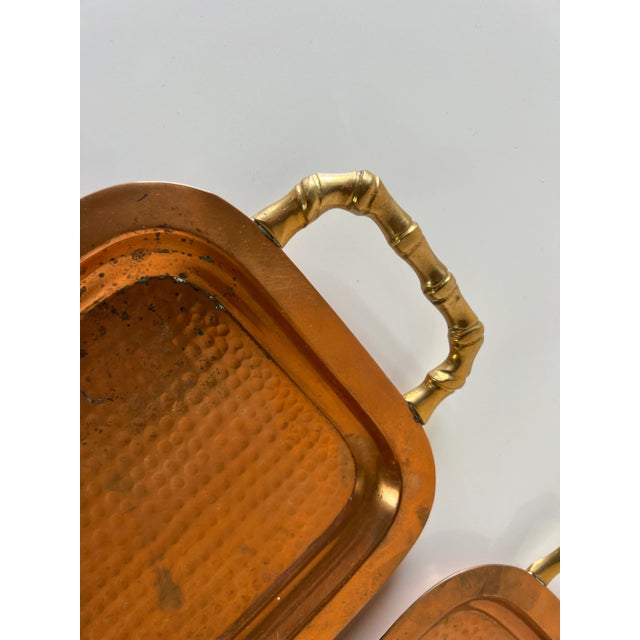 Vintage Hand Hammered Copper and Brass Handle Trays a Pair Chairish