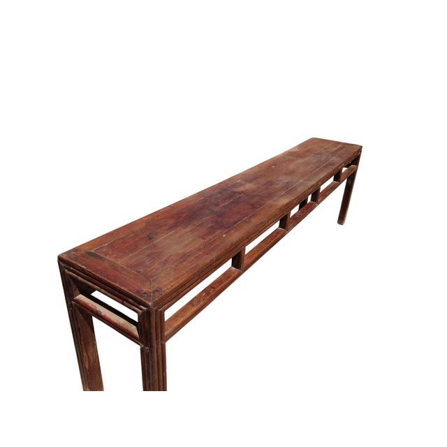 Early 19th Century Antique Chinese Elm Console Table, 9.6' Long – Qing Dynasty For Sale - Image 5 of 6