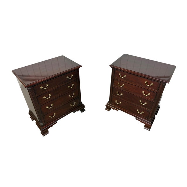 2000 - 2009 Vintage Henkel Harris 2007 Mahogany Bachelor Chest Nightstands - Set of 2 For Sale - Image 5 of 10