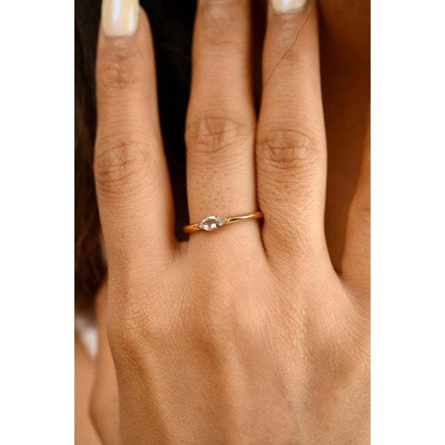 Tiny East and West Aquamarine Ring Size 7 For Sale - Image 4 of 7