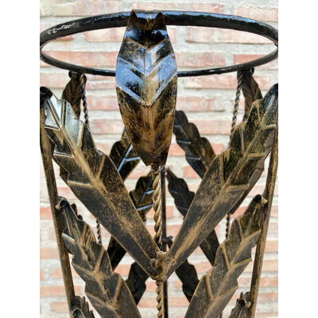 Mid 20th Century Mid Century Umbrella Stand Gilt Iron and Brass For Sale - Image 11 of 18